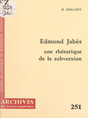 cover image of Edmond Jabès